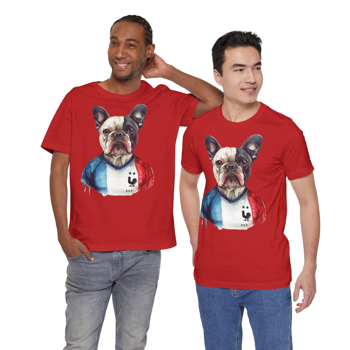 Unisex T-Shirt Fußball Fan Wuffis I EM 2024 I Französische Bulldogge I Team Frankreich