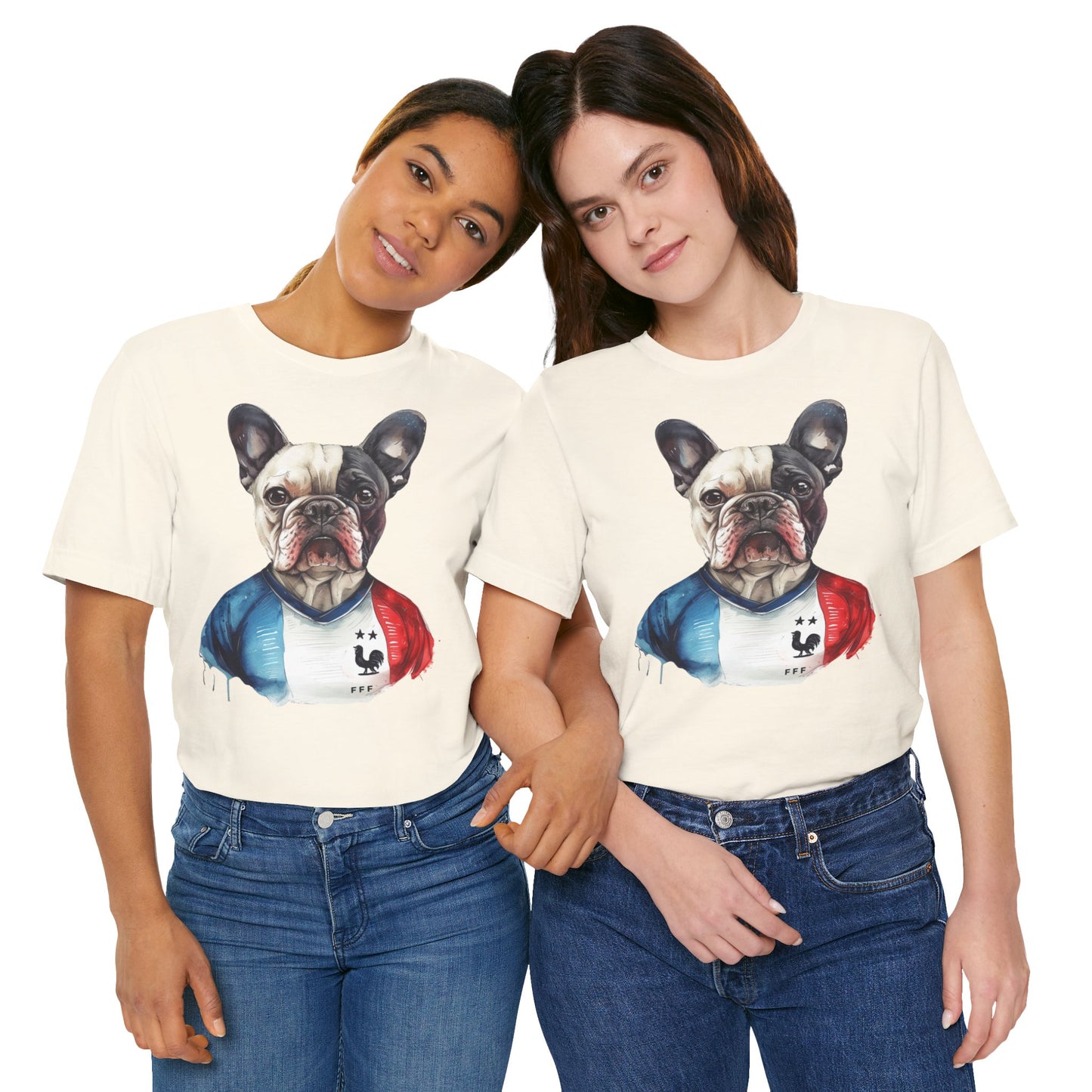 Unisex T-Shirt Fußball Fan Wuffis I EM 2024 I Französische Bulldogge I Team Frankreich