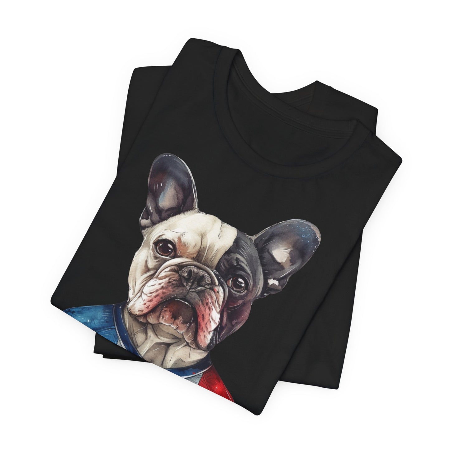 Unisex T-Shirt Fußball Fan Wuffis I EM 2024 I Französische Bulldogge I Team Frankreich